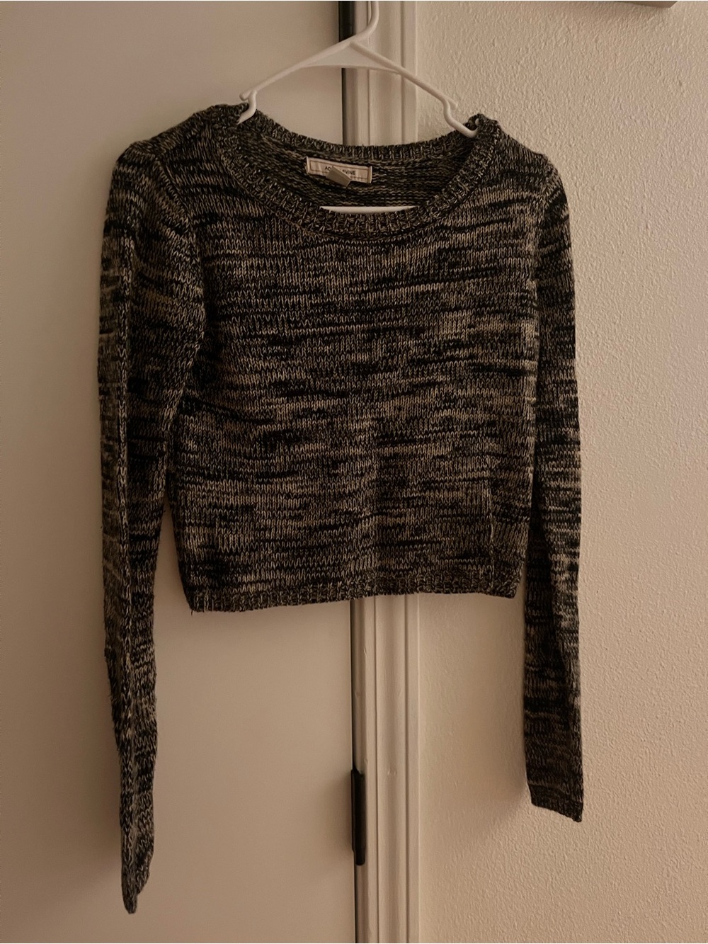 Adam Levine Collection Black & White Marled Cropped Sweater